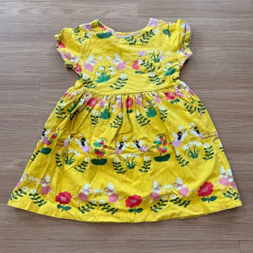 Mini Boden 7-8 years Yellow Floral Fairy Print Girls' Dress